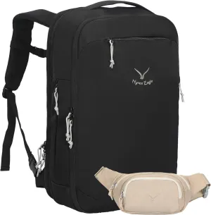 Hynes Eagle TSA Friendly Travel Backpack for Men Women Carry on Backpack 40L Flight Approved Laptop Backpack for 17 inches Compressible Weekender Bag Overnight Backpack Jet Black with Waist Pack Beige