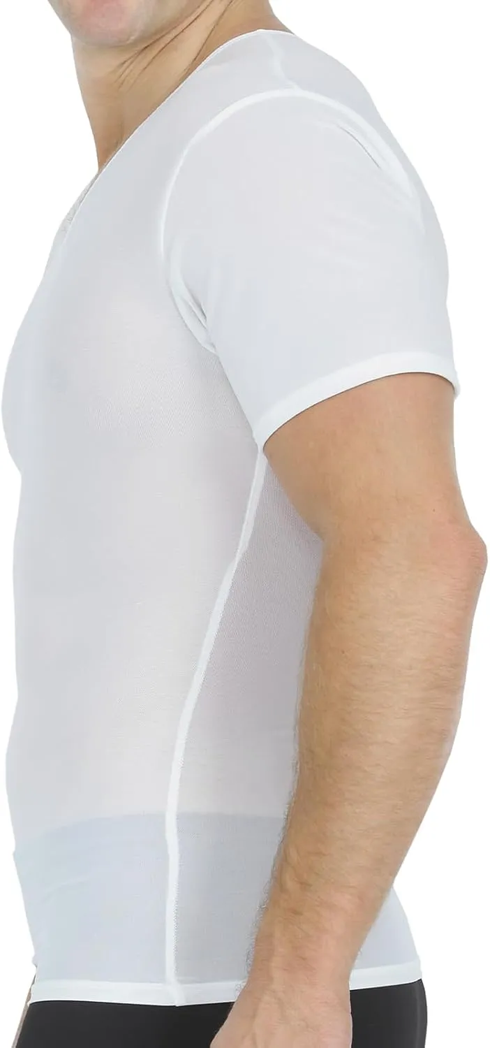 Insta Slim - Made in USA - Mens Slimming Compression Body Shaper V-Neck for Back Support, Gynecomastia & Hernias