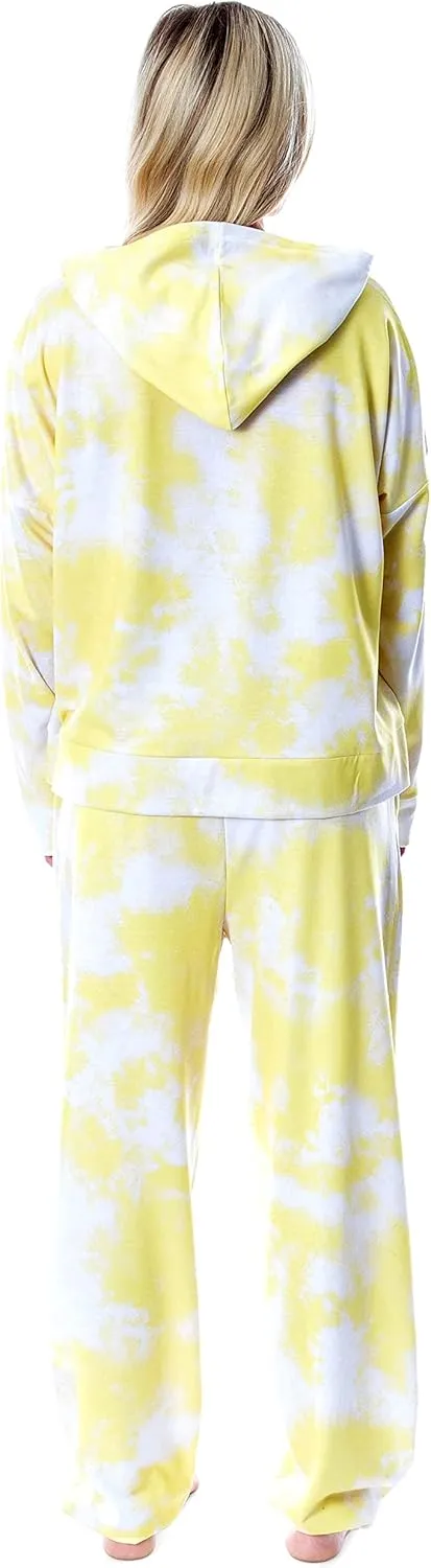 INTIMO Minions Positive Vibes Tie Dye Womens' Pajama Loungewear Hooded Jogger Set