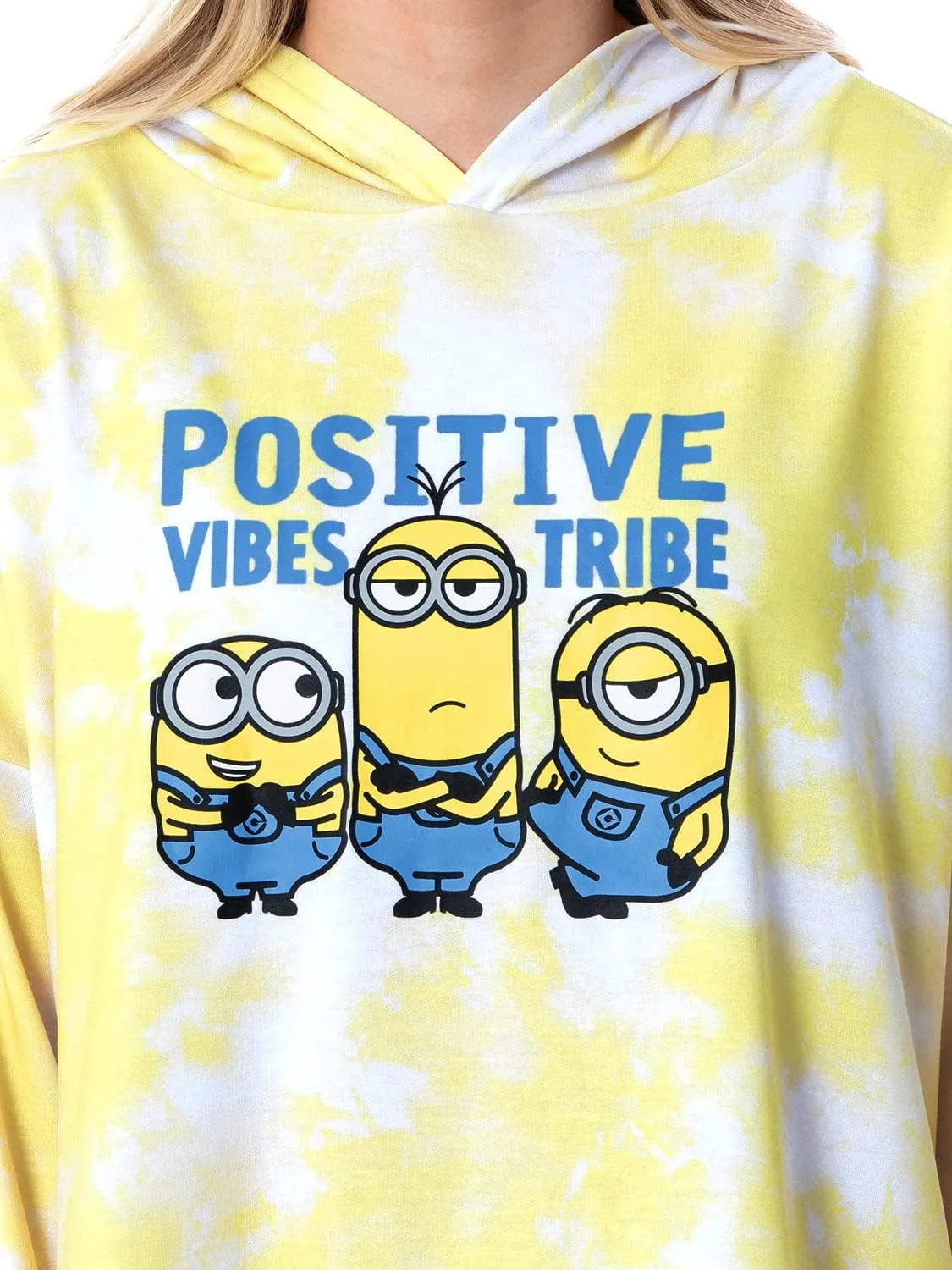 INTIMO Minions Positive Vibes Tie Dye Womens' Pajama Loungewear Hooded Jogger Set