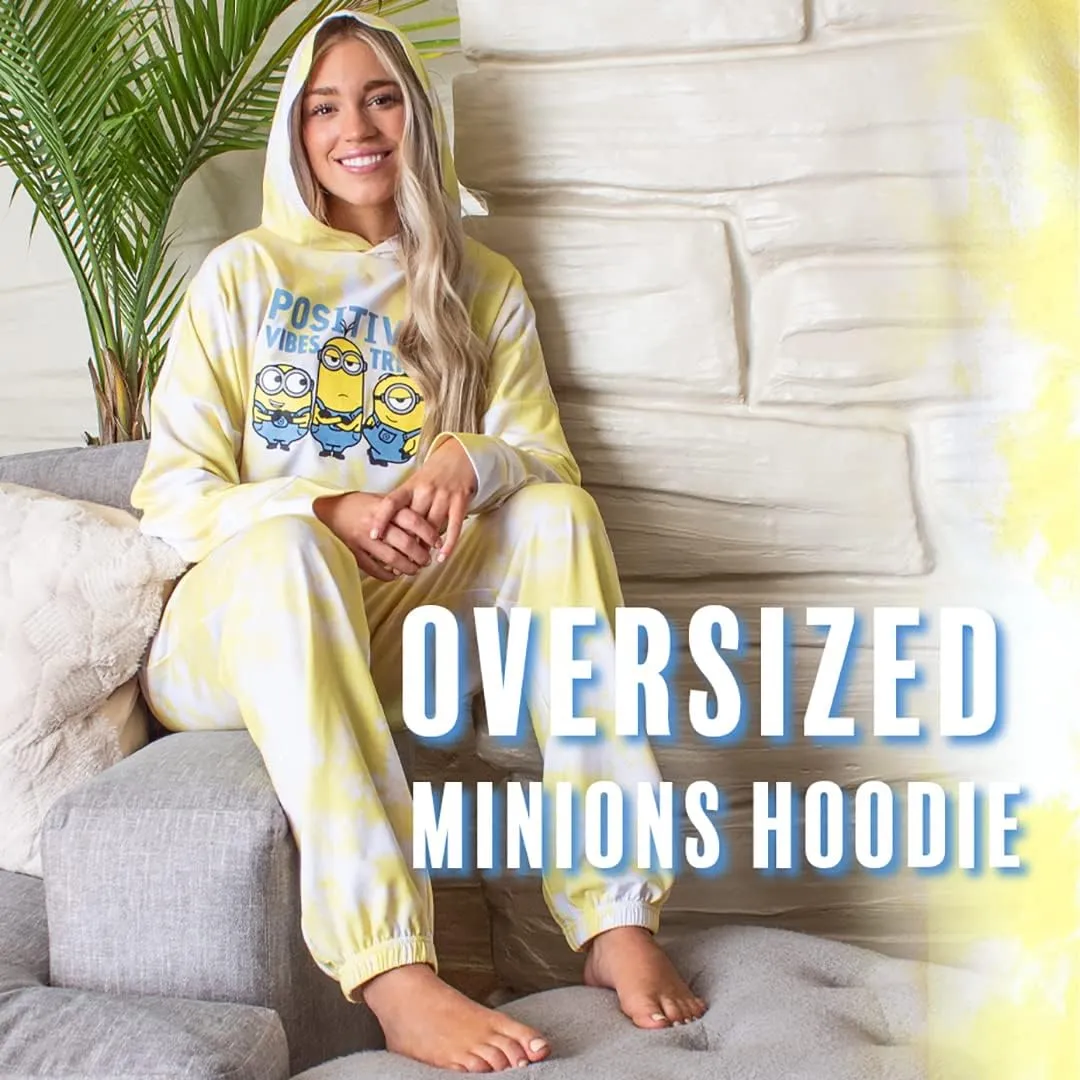 INTIMO Minions Positive Vibes Tie Dye Womens' Pajama Loungewear Hooded Jogger Set