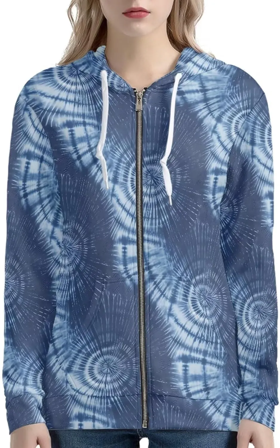Irisjudy Women's Loose-Fit Hoodies Plus Size, Dog Paws Zipper Sweatshirt for Gym Fitness Indian Tribal Long-Sleeve Tops