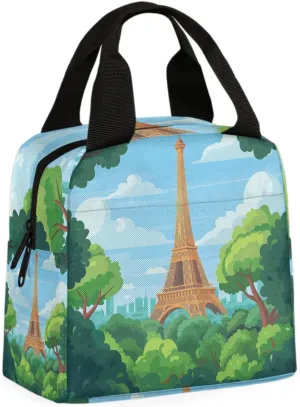 Iron Tower Lunch Bag Retro Iron Tower Tote Lunch Bag Reusable Lunch Box Leakproof Cooler Bag