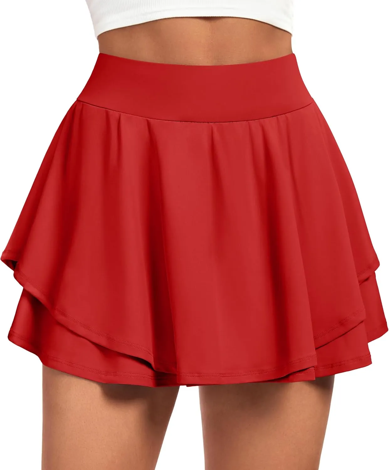 IUGA Tennis Skirt Pleated Skorts for Woman Double Ruffle Golf Skirts for Women Skort with Pockets Tummy Control Athletic