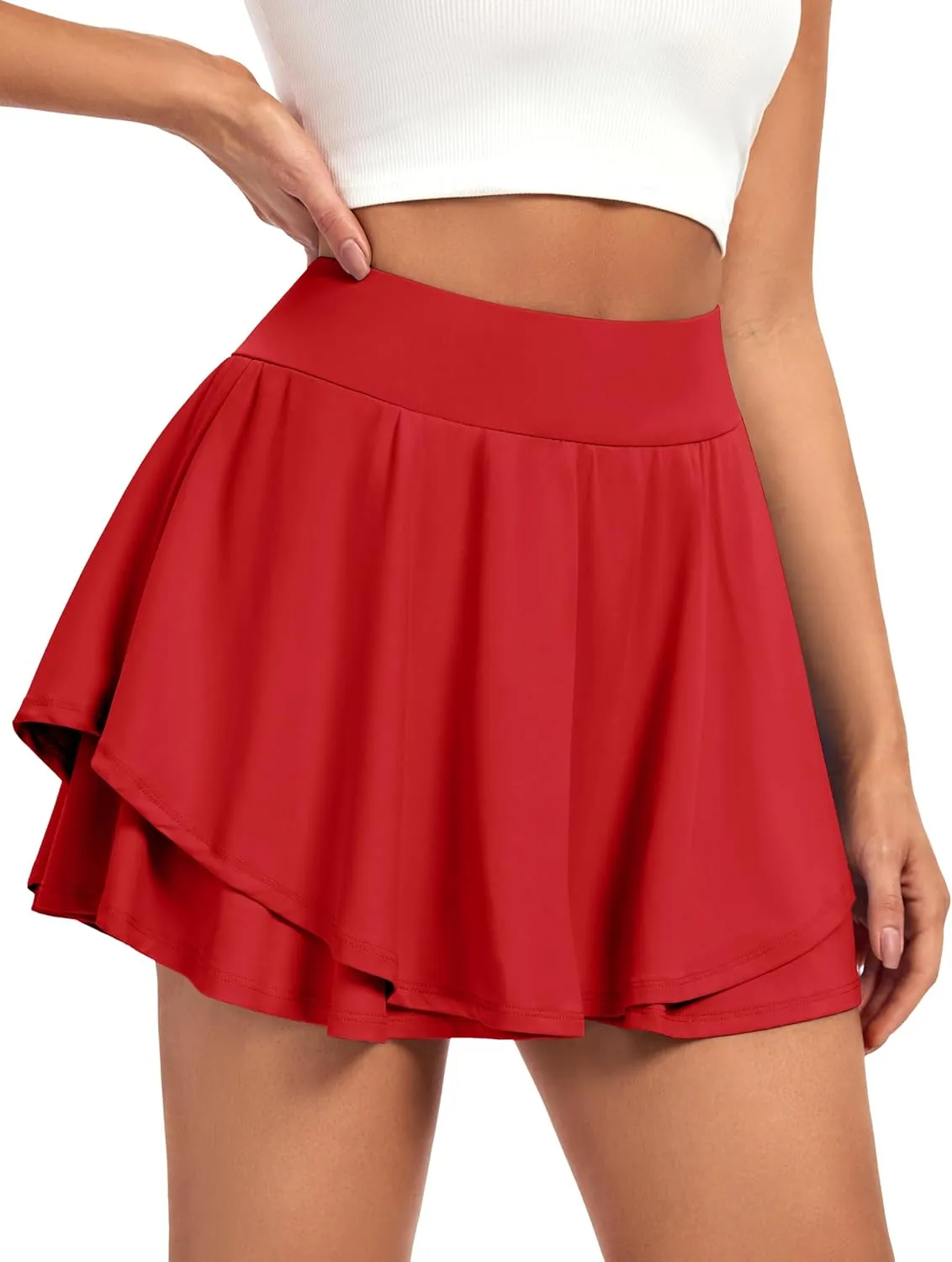 IUGA Tennis Skirt Pleated Skorts for Woman Double Ruffle Golf Skirts for Women Skort with Pockets Tummy Control Athletic
