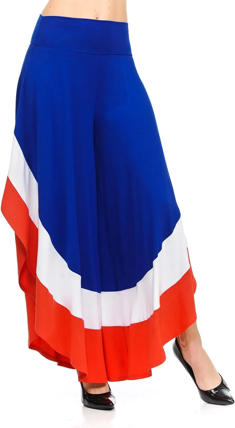 JDJ CO. Women's Layered Wide Leg Flowy Cropped Palazzo Pants, 3/4 Length High Waist Palazzo Wide Legs Capri Pants