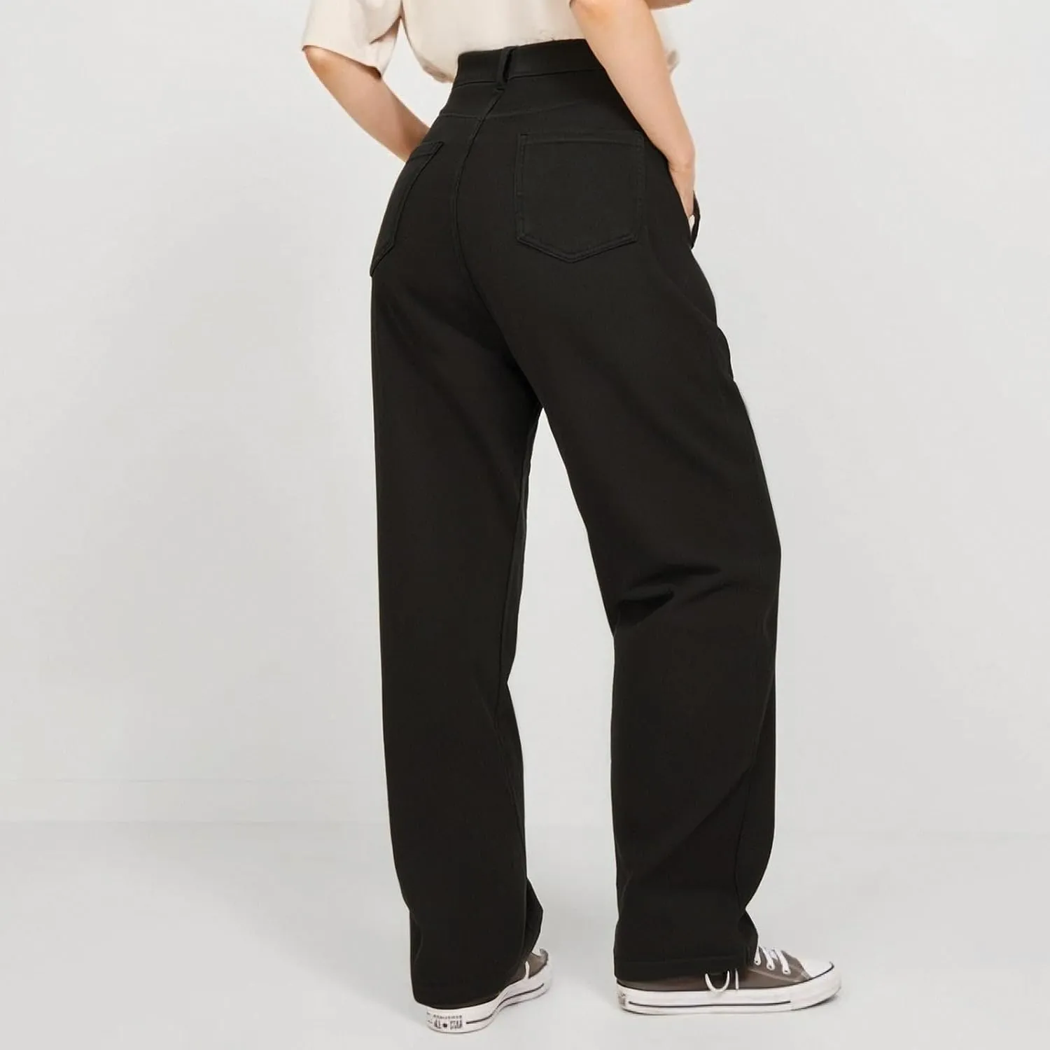 Jeans for Women Trendy Plus Size Casual High Waisted Lounge Baggy Wide Leg Denim Pants with Pockets