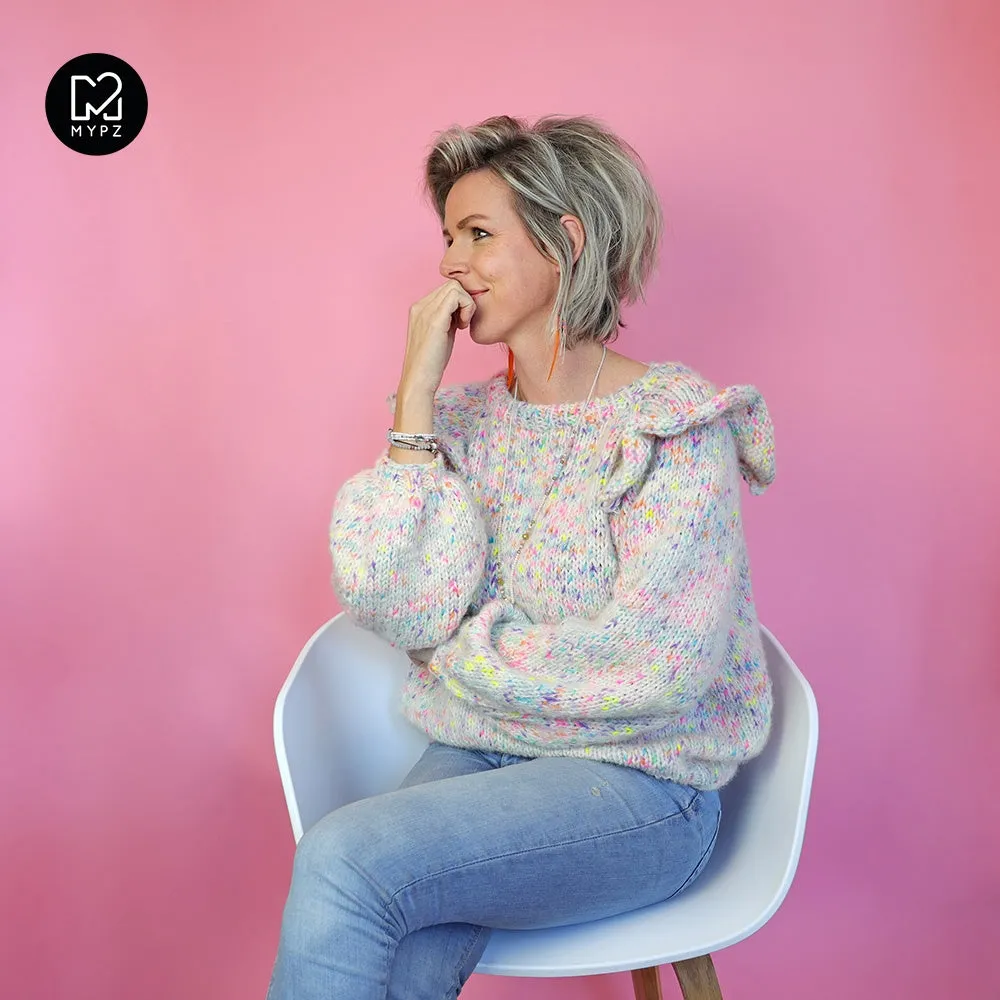 Knitting Kit – MYPZ top-down ruffle confetti sweater No6 (ENG-NL)