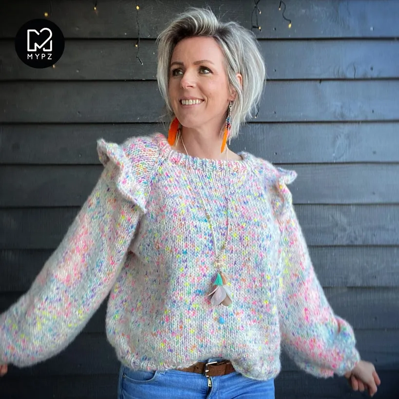 Knitting Kit – MYPZ top-down ruffle confetti sweater No6 (ENG-NL)