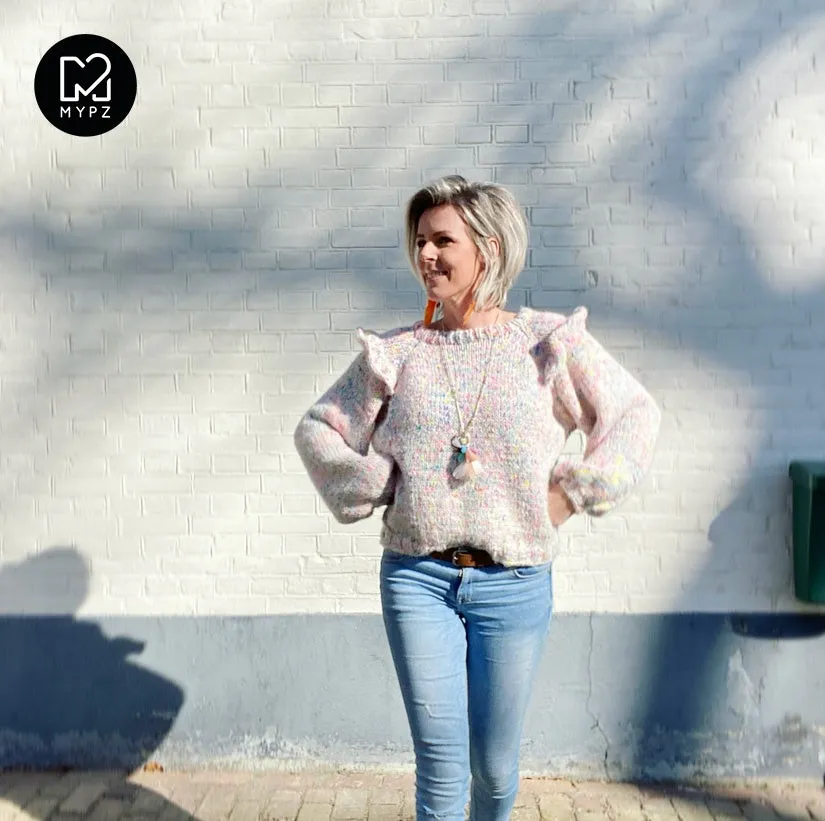 Knitting Kit – MYPZ top-down ruffle confetti sweater No6 (ENG-NL)