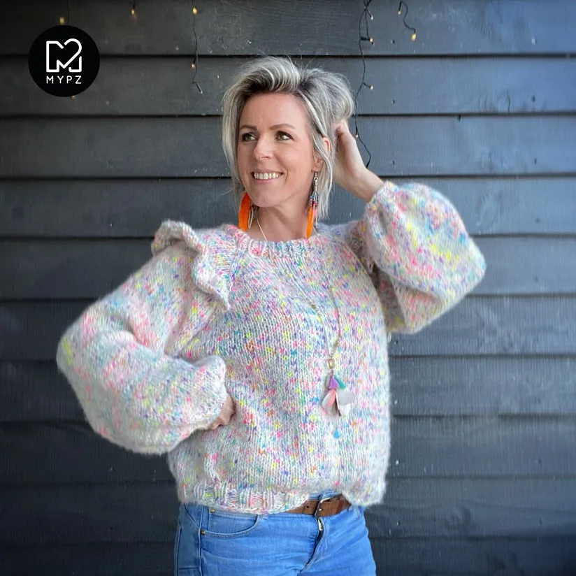 Knitting Kit – MYPZ top-down ruffle confetti sweater No6 (ENG-NL)