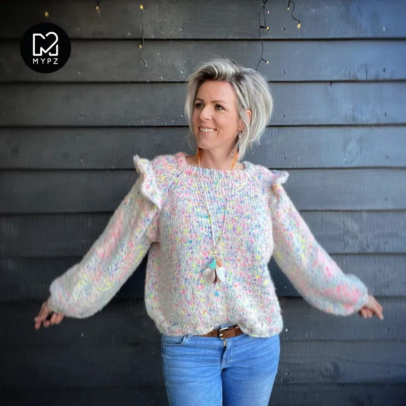 Knitting Kit – MYPZ top-down ruffle confetti sweater No6 (ENG-NL)