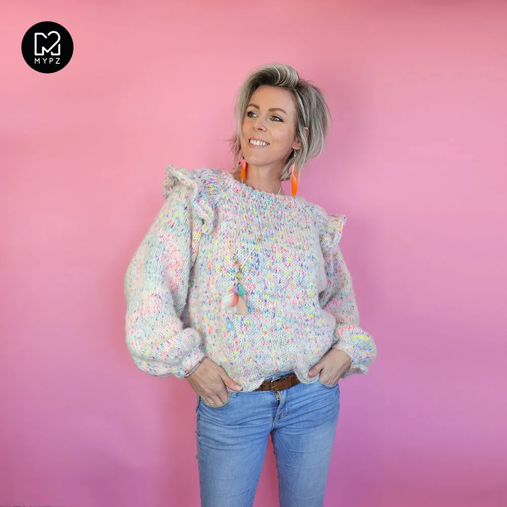 Knitting Kit – MYPZ top-down ruffle confetti sweater No6 (ENG-NL)