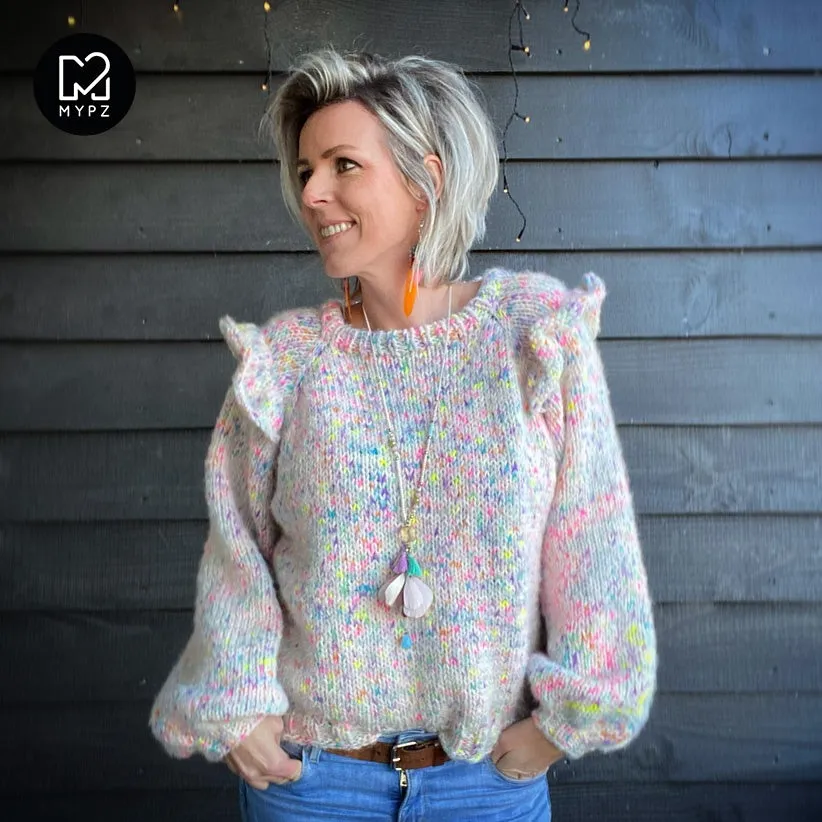 Knitting Kit – MYPZ top-down ruffle confetti sweater No6 (ENG-NL)
