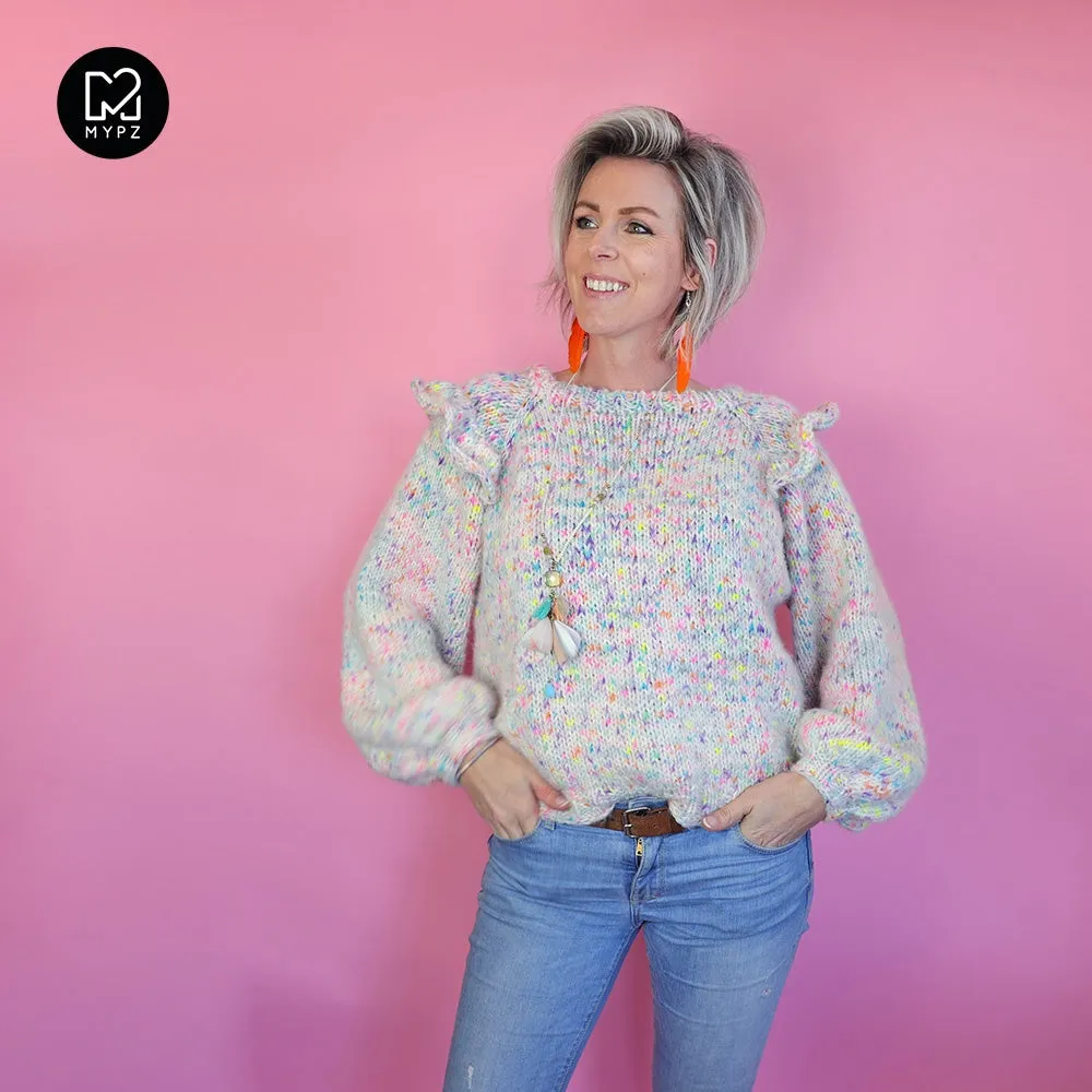 Knitting Kit – MYPZ top-down ruffle confetti sweater No6 (ENG-NL)