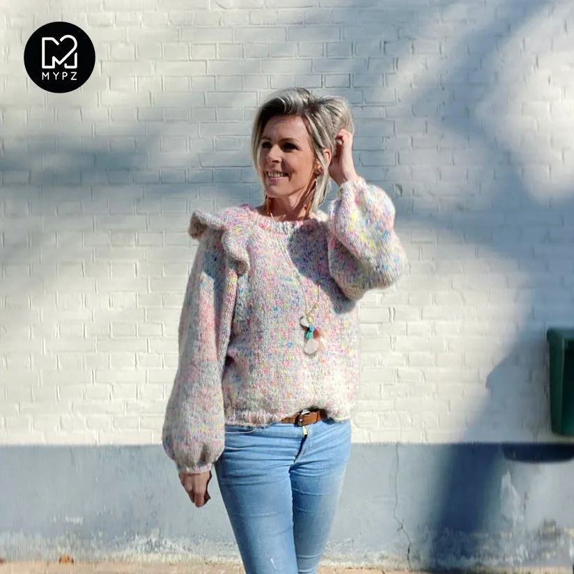 Knitting Kit – MYPZ top-down ruffle confetti sweater No6 (ENG-NL)