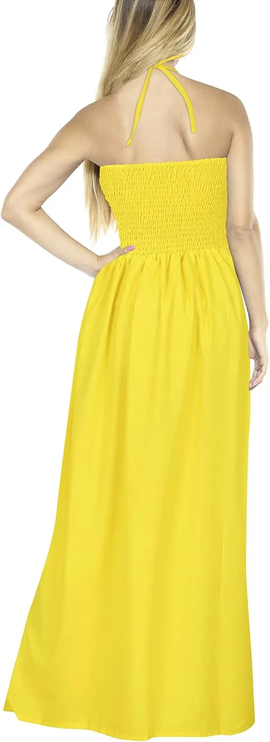 LA LEELA Women's Tube Dress Maxi Solid Smock