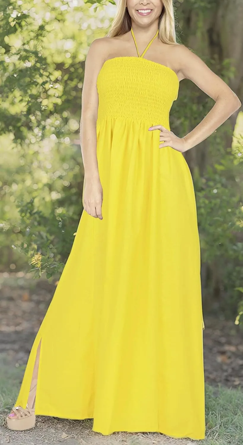 LA LEELA Women's Tube Dress Maxi Solid Smock