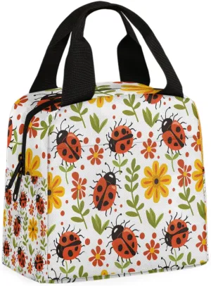Ladybugs Animal Lunch Bag Ladybugs Red Tote Lunch Bag Reusable Lunch Box Leakproof Cooler Bag