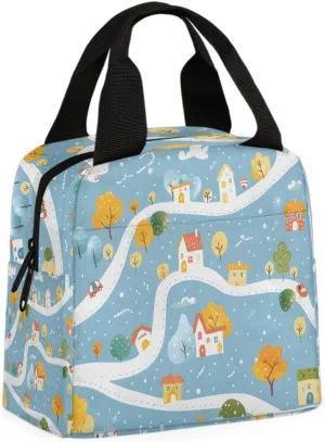 Landscape Lunch Bag Retro Rural Landscape Tote Lunch Bag Reusable Lunch Box Leakproof Cooler Bag