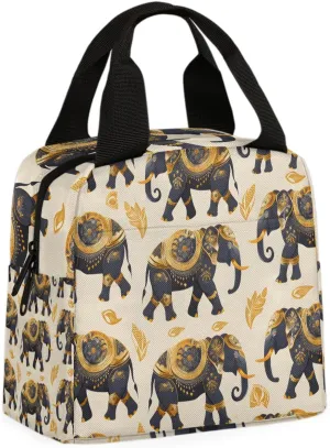 Large Elephant Lunch Bag African Elephant Tote Lunch Bag Reusable Lunch Box Leakproof Cooler Bag