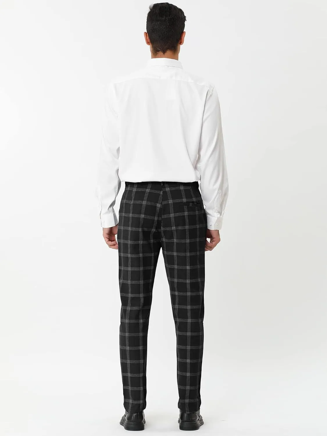Lars Amadeus Men's Dress Plaid Pants Slim Fit Flat Front Business Pencil Trousers with Pockets