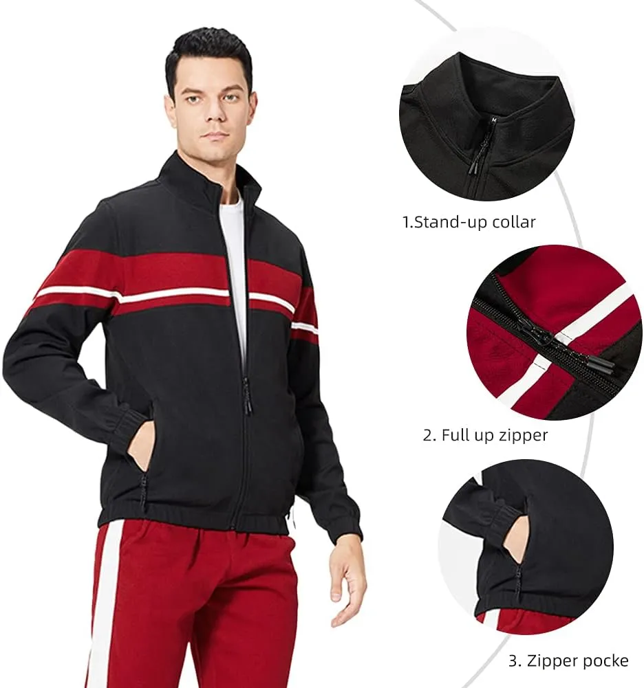 LBL Leading the Better Life Men's Sweat Suit 2 Piece Outfit Casual Contrast Sports Jogging Tracksuits Set