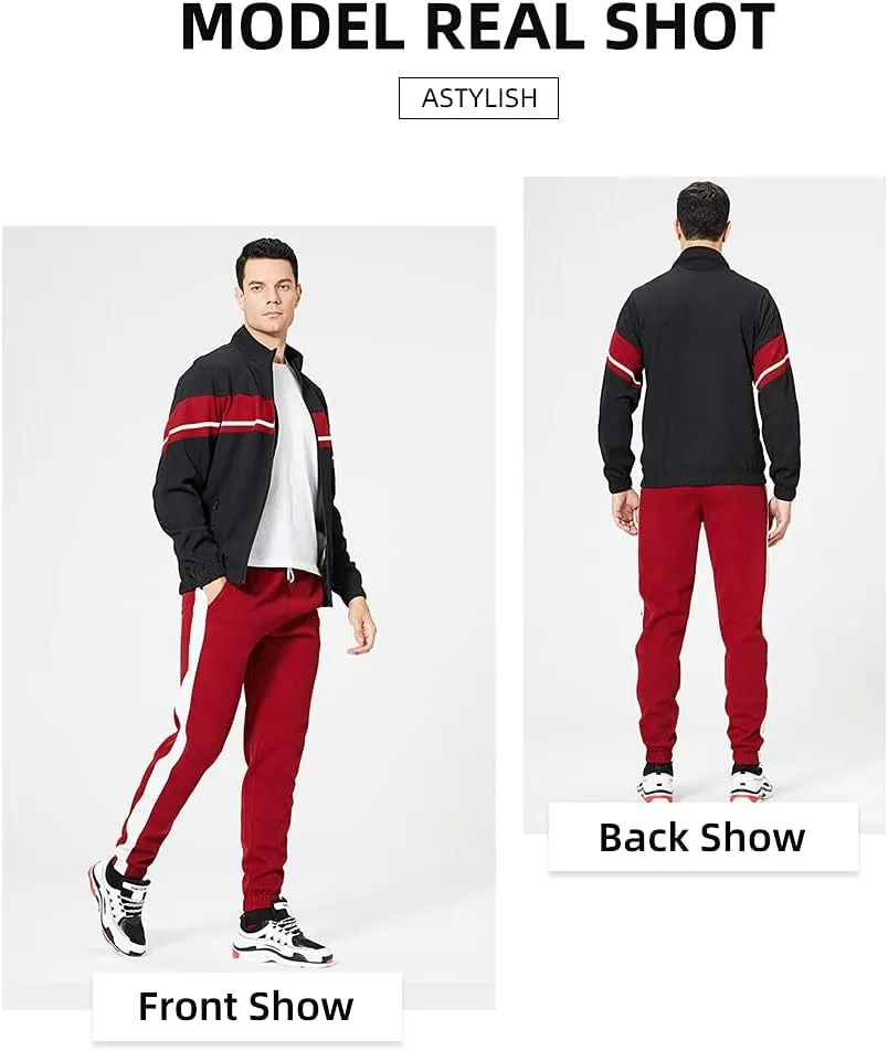 LBL Leading the Better Life Men's Sweat Suit 2 Piece Outfit Casual Contrast Sports Jogging Tracksuits Set