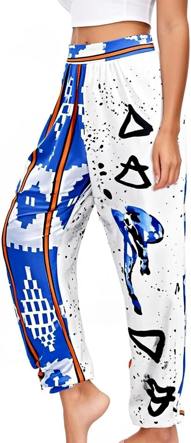 Liliam Women's Boho Floral Print Harem Pants High Waist Hippie Pants Trousers with Pockets