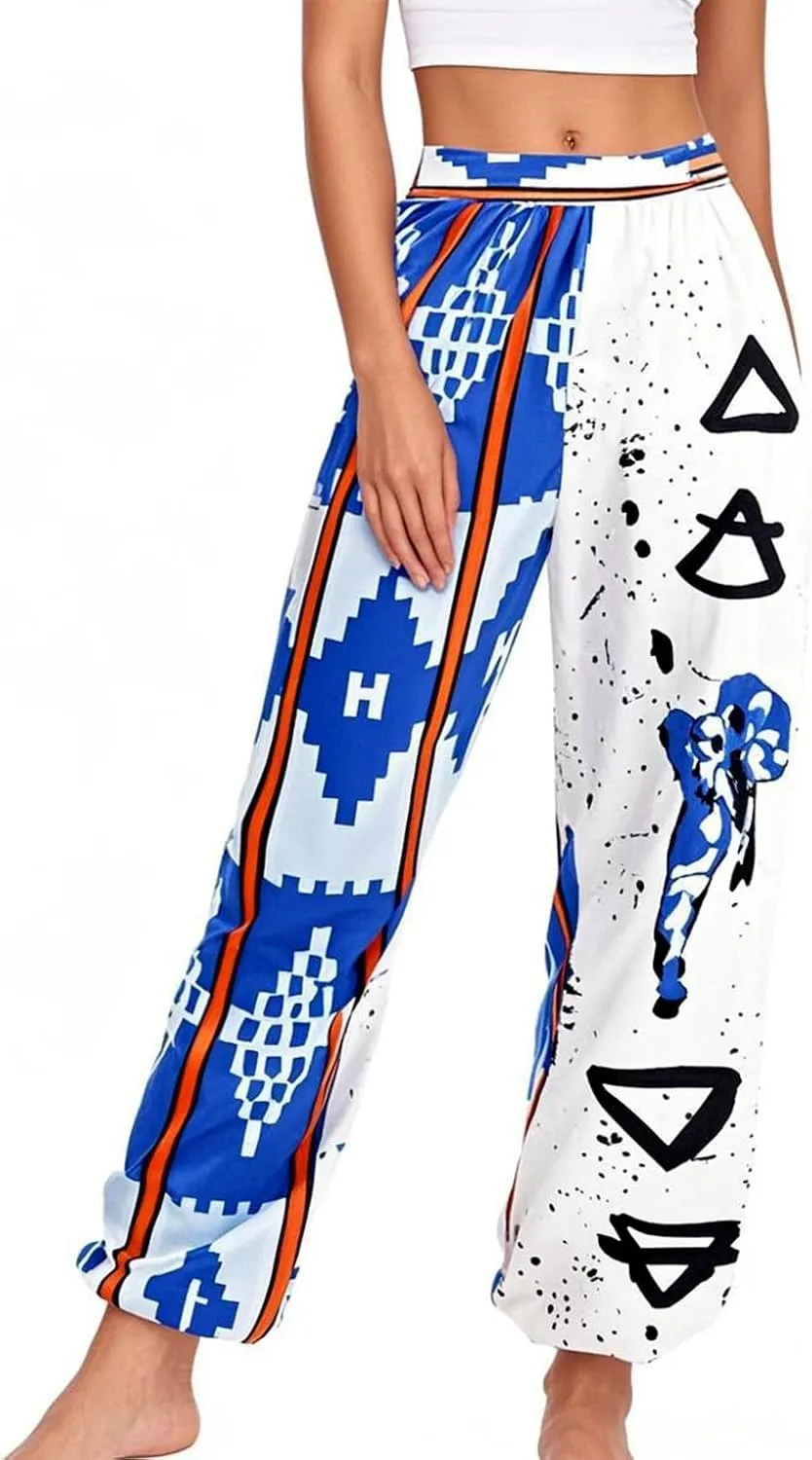 Liliam Women's Boho Floral Print Harem Pants High Waist Hippie Pants Trousers with Pockets