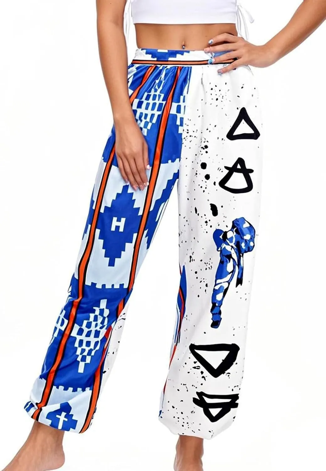 Liliam Women's Boho Floral Print Harem Pants High Waist Hippie Pants Trousers with Pockets