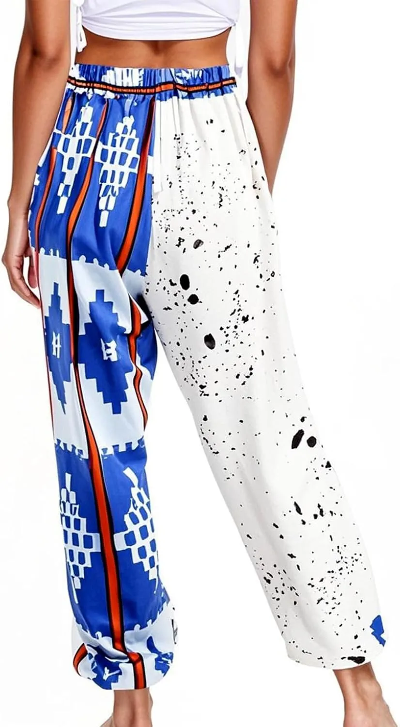 Liliam Women's Boho Floral Print Harem Pants High Waist Hippie Pants Trousers with Pockets