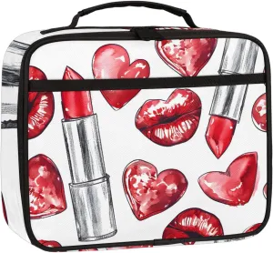 Lipstick Red Lips Square Lunch Bag Sexy Lips Square Tote Lunch Bag Reusable Lunch Box Leakproof Cooler Bag