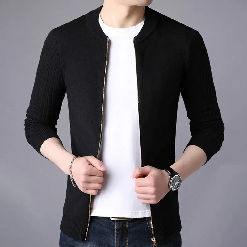Liseaven Men's Sweater Male Jacket Solid Color Sweaters Knitwear Warm Sweatercoat Cardigans Men Clothing