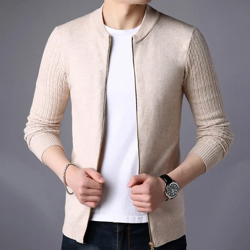 Liseaven Men's Sweater Male Jacket Solid Color Sweaters Knitwear Warm Sweatercoat Cardigans Men Clothing