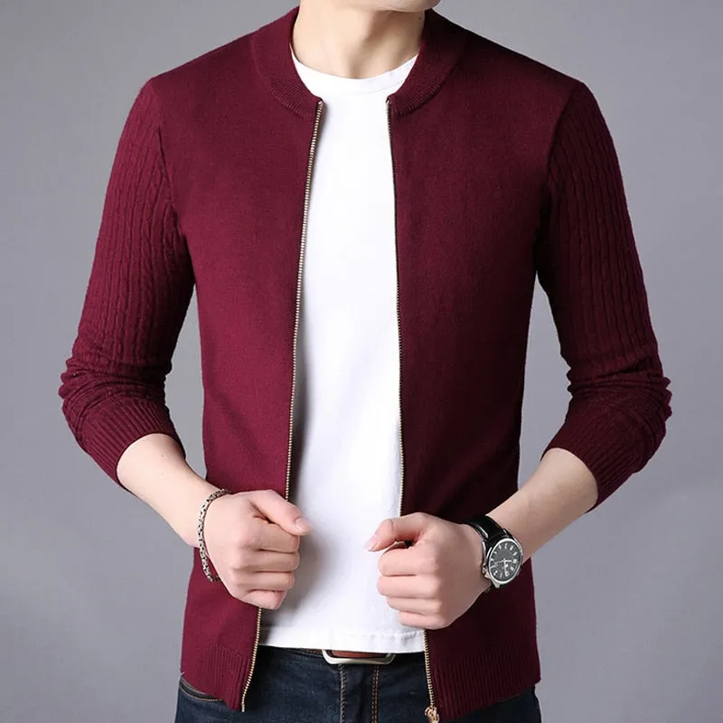 Liseaven Men's Sweater Male Jacket Solid Color Sweaters Knitwear Warm Sweatercoat Cardigans Men Clothing