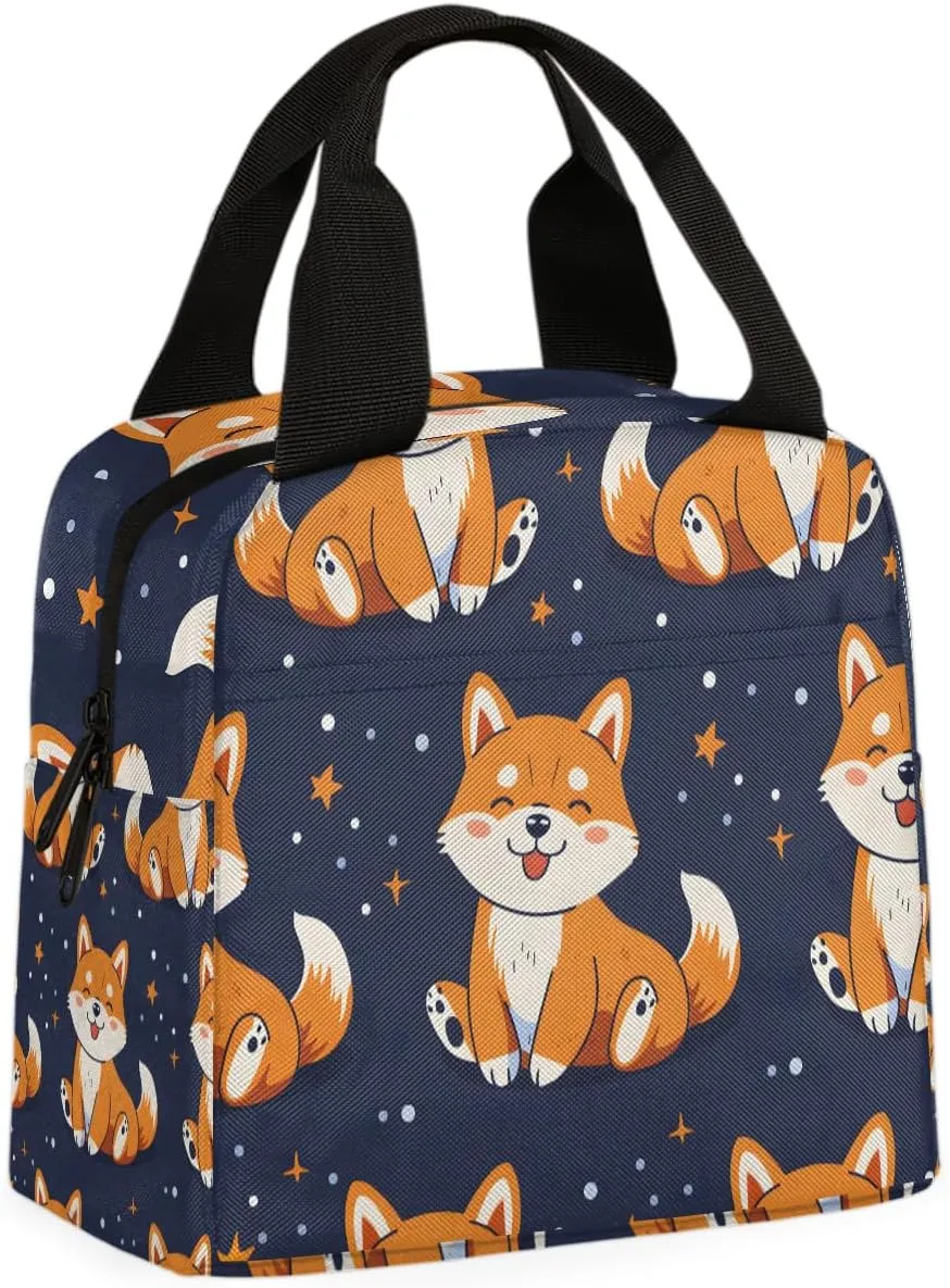 Little Yellow Dog Lunch Bag Husky Dog Tote Lunch Bag Reusable Lunch Box Leakproof Cooler Bag