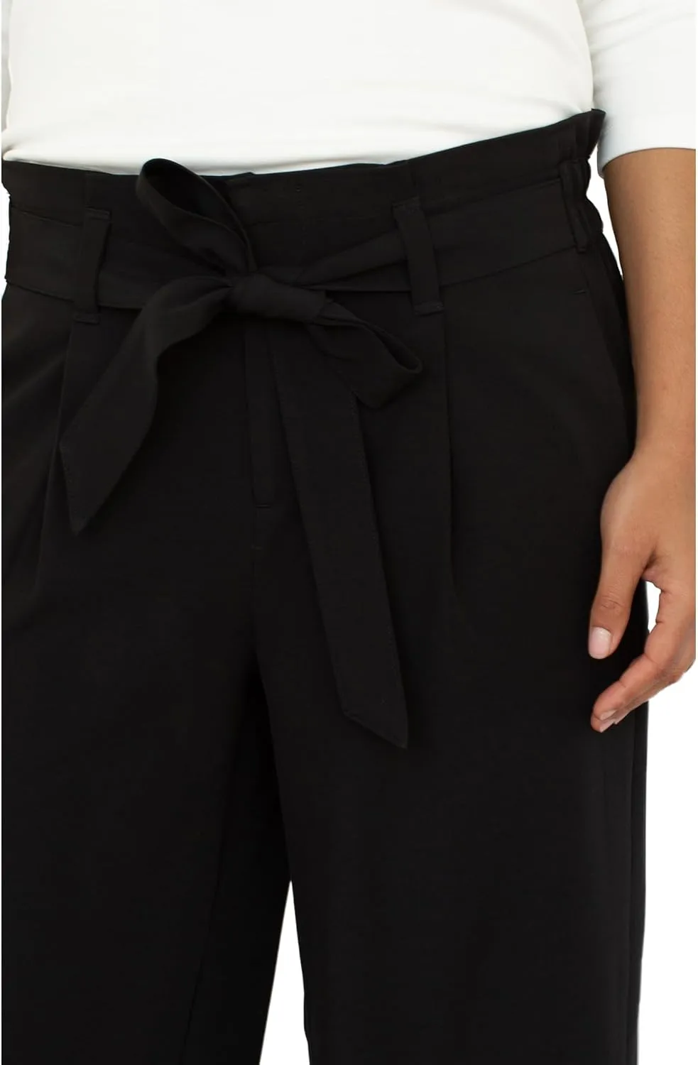 Liverpool Women's Tie Waist Paperbag Wide Leg Crop