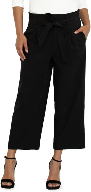 Liverpool Women's Tie Waist Paperbag Wide Leg Crop