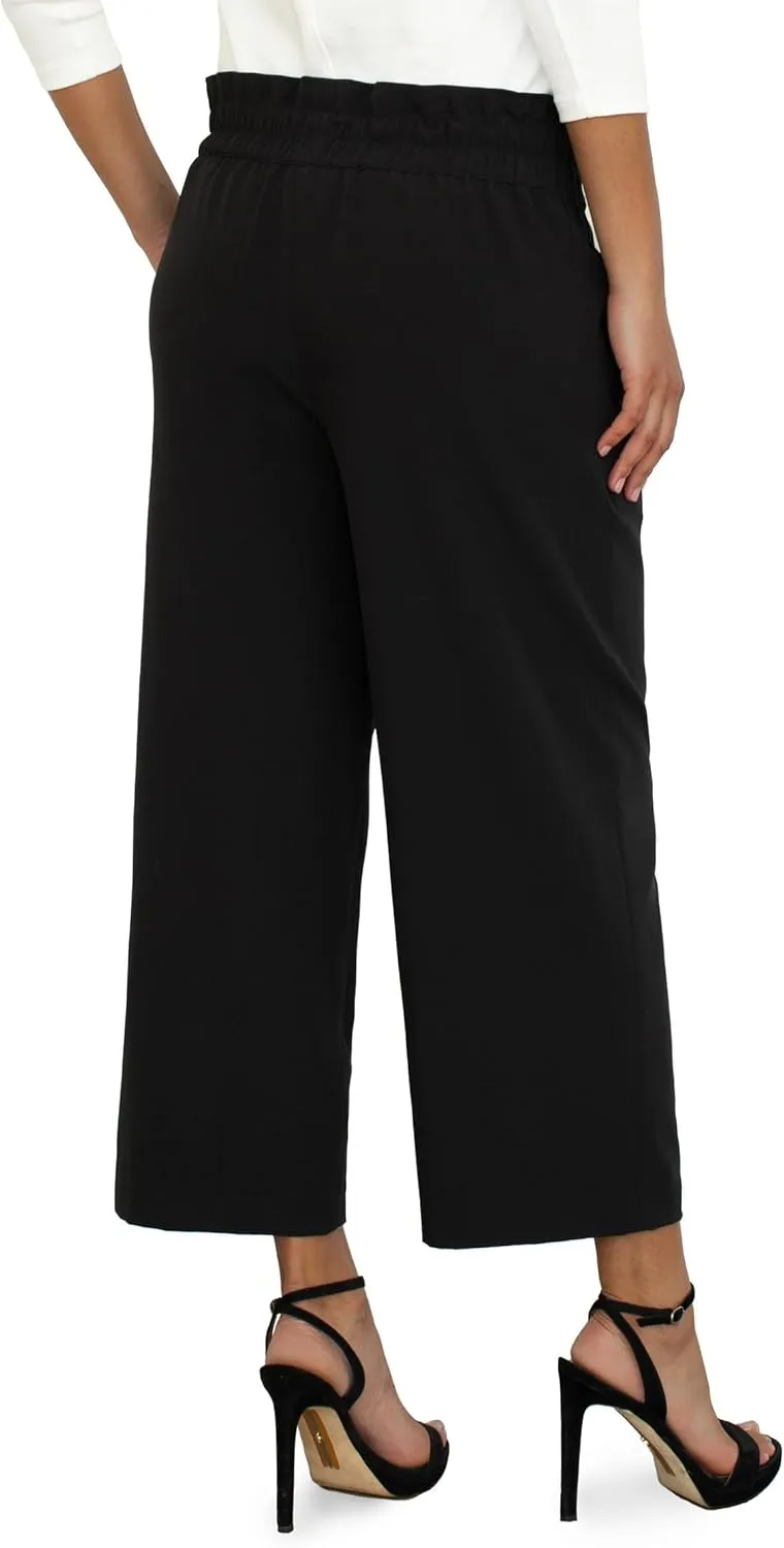 Liverpool Women's Tie Waist Paperbag Wide Leg Crop