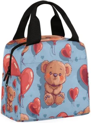 Love Balloon Bear Lunch Bag Bear Babys Tote Lunch Bag Reusable Lunch Box Leakproof Cooler Bag
