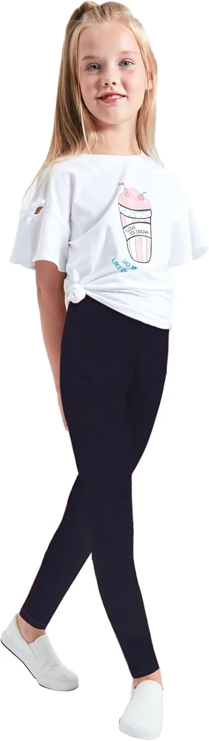 LUOUSE Cute Printed Stretch Leggings for Girls,Pants Trousers Ankle Length 4-13 Years