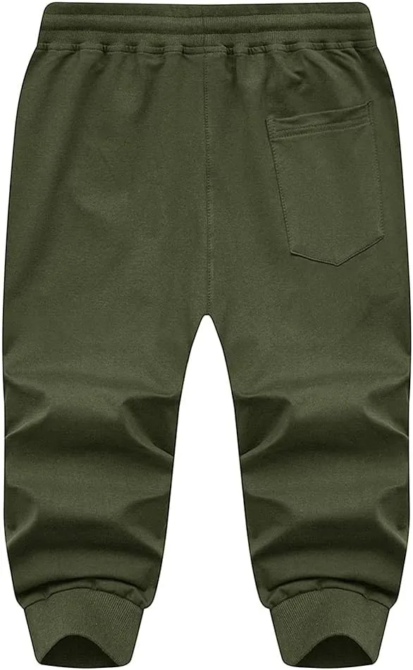 MAGNIVIT Men's 3/4 Jogger Capri Pants Workout Gym Below Knee Shorts Zipper Pockets Jogger Sweatpant Capris for Men