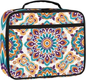 Mandala Bohemia Square Lunch Bag Mandala Square Tote Lunch Bag Reusable Lunch Box Leakproof Cooler Bag