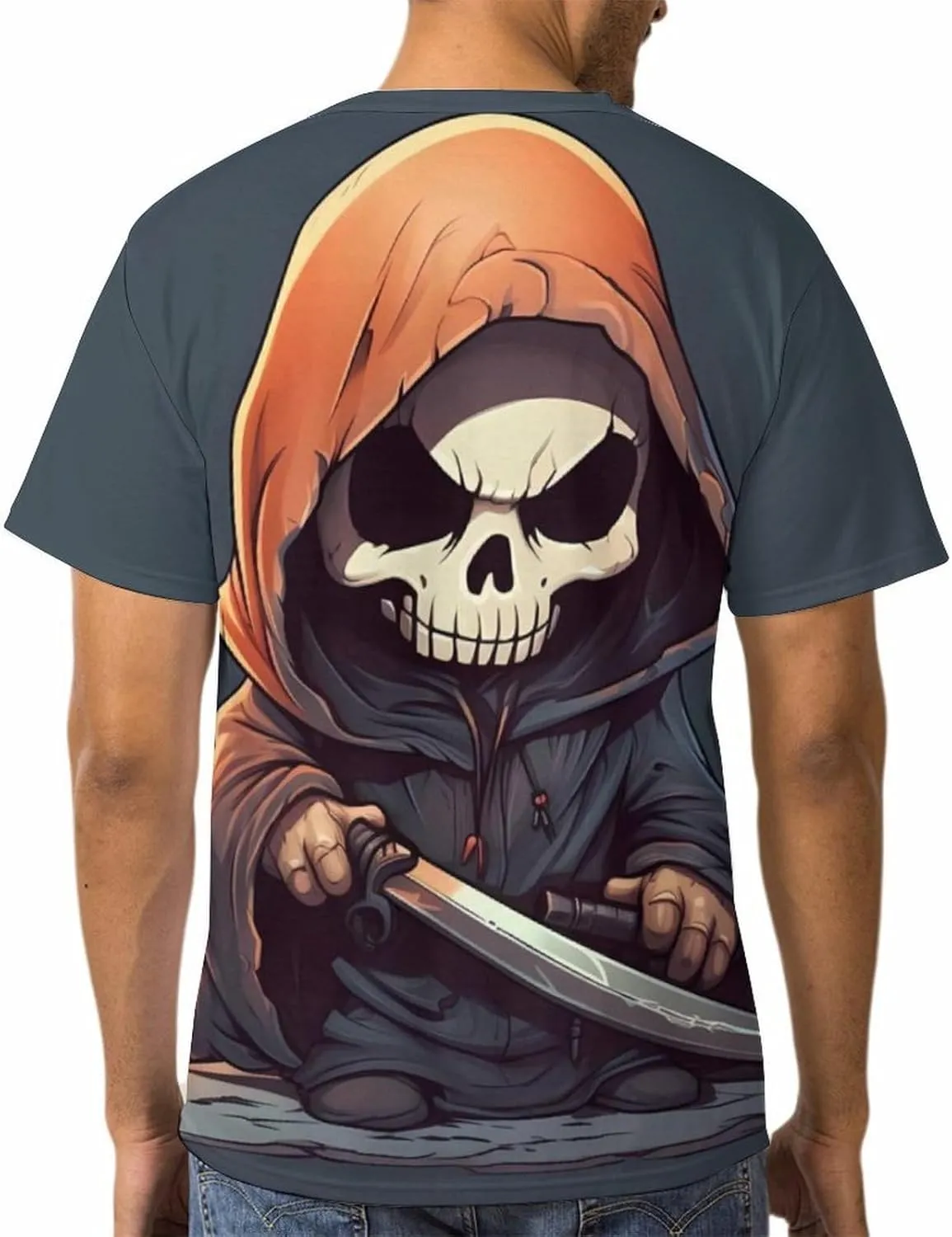MARSVOVO Men's Grim Reaper Skull Print Tee Shirt Novelty Western T-Shirt for Men Casual Short Sleeve Crew Neck Tops