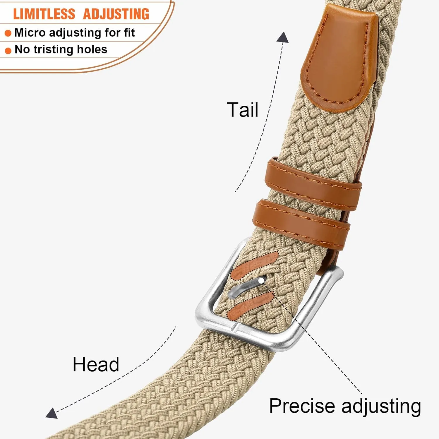 Men's Belt Braided Stretch Belt for Men Golf Pants Casual Shorts Jeans