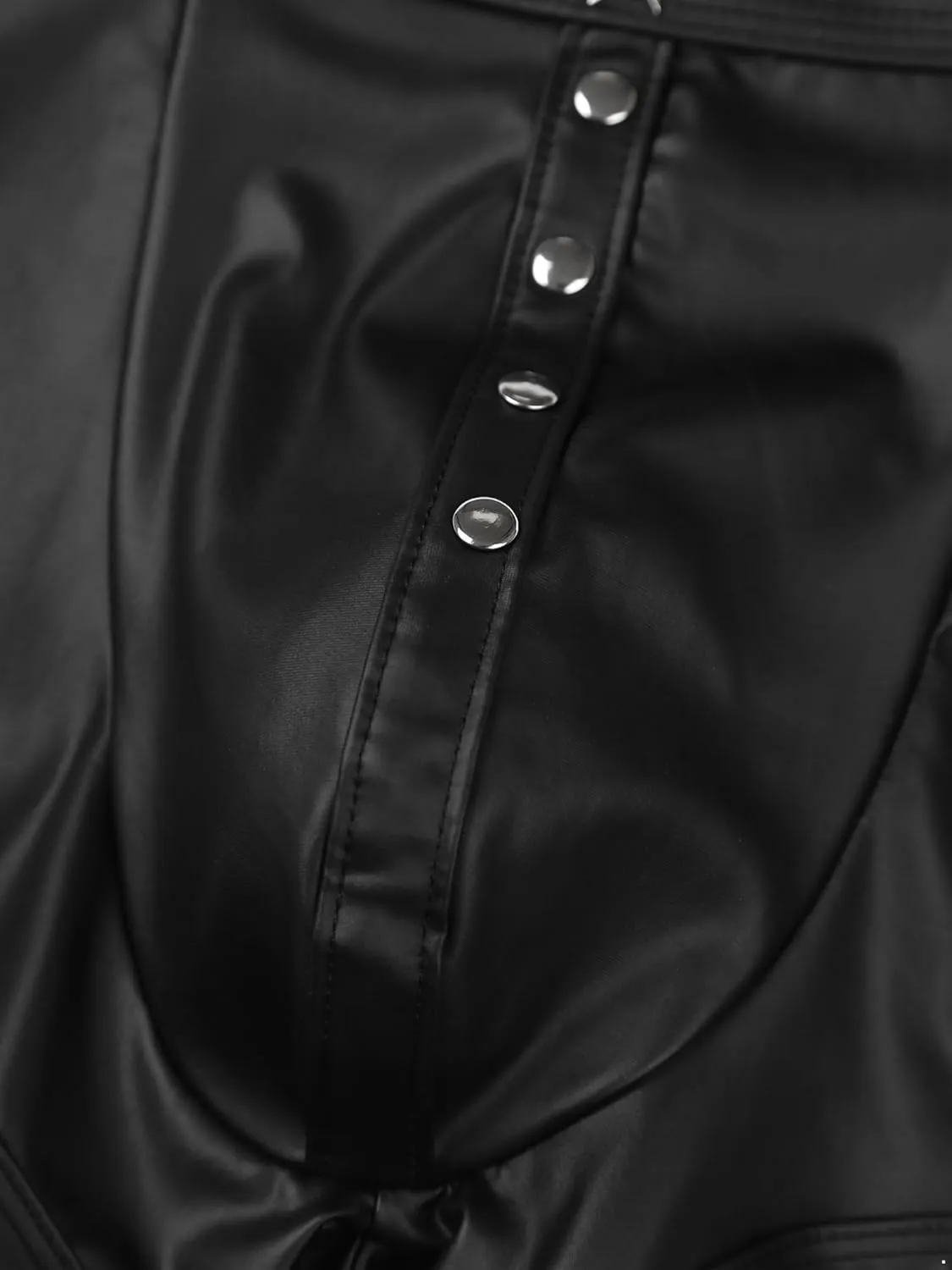 Mens Faux Leather Boxer Briefs Low Waist Elastic Waistband Short Pants Latex Pouch Boxers