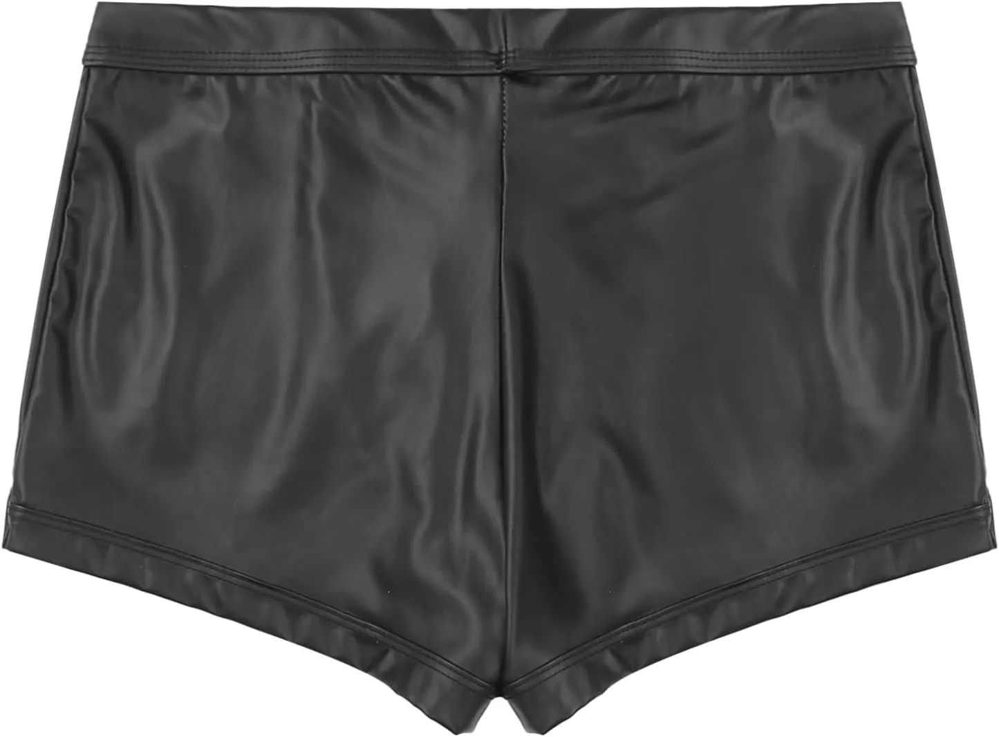 Mens Faux Leather Boxer Briefs Low Waist Elastic Waistband Short Pants Latex Pouch Boxers
