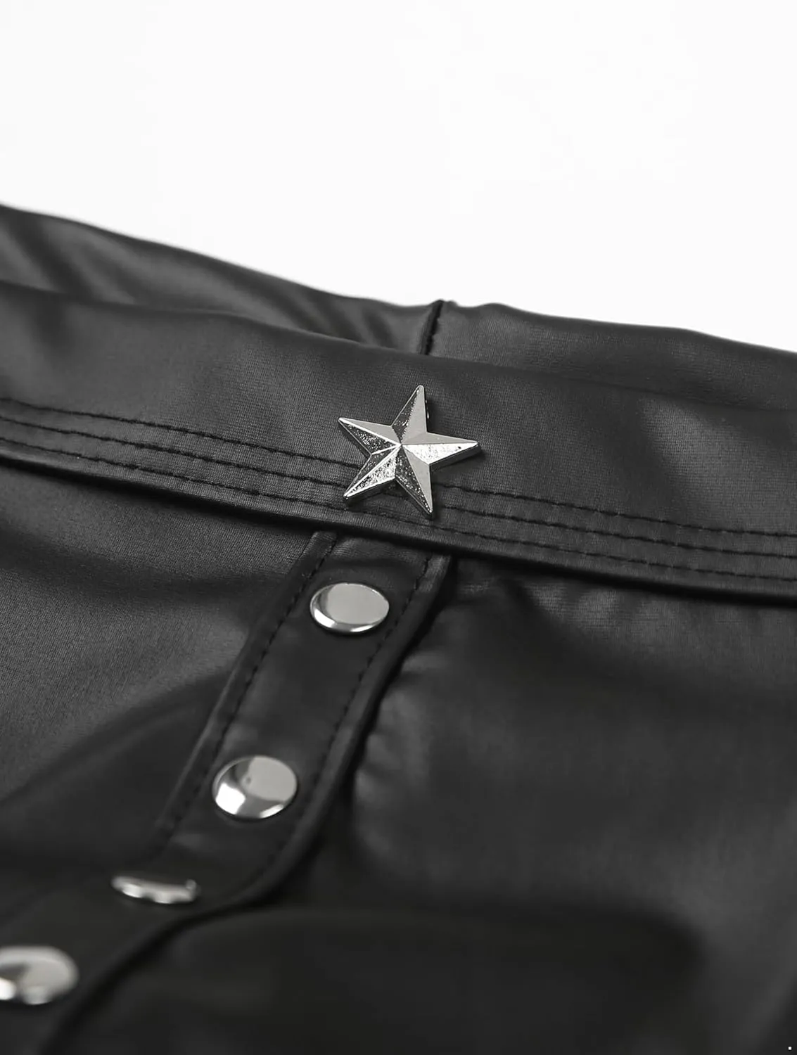 Mens Faux Leather Boxer Briefs Low Waist Elastic Waistband Short Pants Latex Pouch Boxers