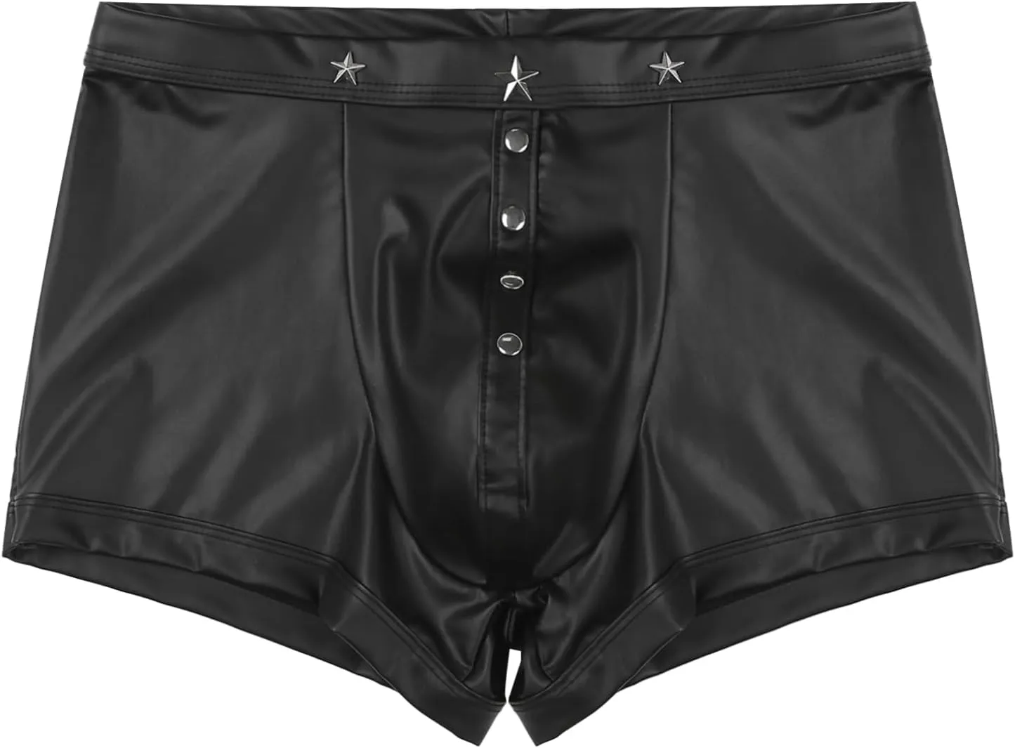 Mens Faux Leather Boxer Briefs Low Waist Elastic Waistband Short Pants Latex Pouch Boxers